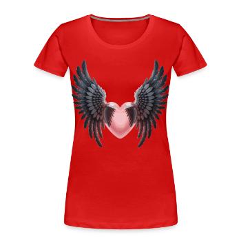 Love Angel Wings Shirt – Herz mit Flügeln - Frauen Premium Bio T-Shirt - Rot - Vorne - Mia (176cm)