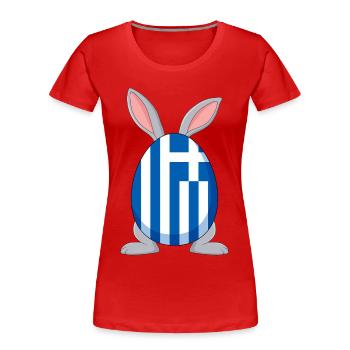 Kleiner Tsourekaki-griechischer Oster-Pascha-Hase - Frauen Premium Bio T-Shirt - Rot - Vorne - Mia (176cm)