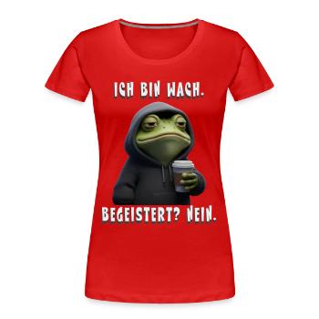 Cadeau de grenouille à café pour les collègues et amis - T-shirt bio Premium Femme - rouge - Devant - Mia (176cm)