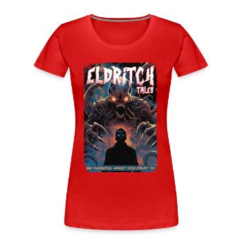 Eldritch Tales Tentakel Schatten-Tee - Frauen Premium Bio T-Shirt - Rot - Vorne - Mia (176cm)