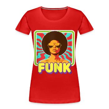 Funk Afro Soul des années 70 Rétro Vintage Groovy Style - T-shirt bio Premium Femme - rouge - Devant - Mia (176cm)