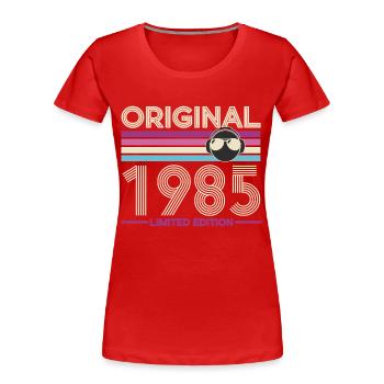 Originale Retro Limited Edition von 1985 - Frauen Premium Bio T-Shirt - Rot - Vorne - Mia (176cm)