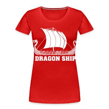 Drakkar Dragon Ship Viking Navire Nordique - T-shirt bio Premium Femme - rouge - Devant - Mia (176cm)