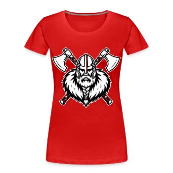 Wikinger-Axtmeister Krieger-Kreuzfahrer-Axt-Maskottchen - Frauen Premium Bio T-Shirt - Rot - Vorne - Mia (176cm)