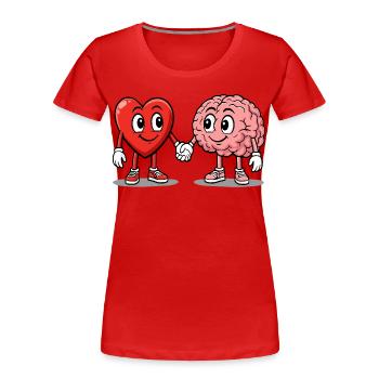 Herz und Gehirn Freundschaft - Frauen Premium Bio T-Shirt - Rot - Vorne - Mia (176cm)