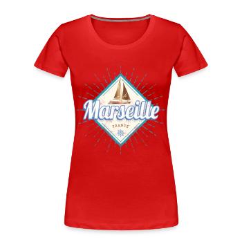Marseille Stadt Frankreich Segelschiff Souvenir - Frauen Premium Bio T-Shirt - Rot - Vorne - Mia (176cm)