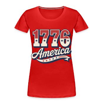 1776 America - Women's Premium Organic T-Shirt - red - Front - Mia (176cm)