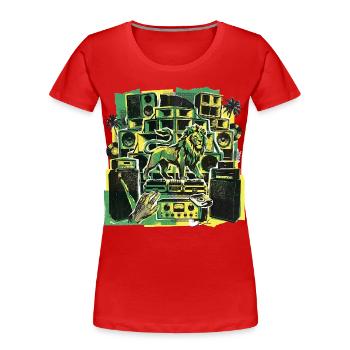 Système de sonorisation Roots Dub Reggae - T-shirt bio Premium Femme - rouge - Devant - Mia (176cm)