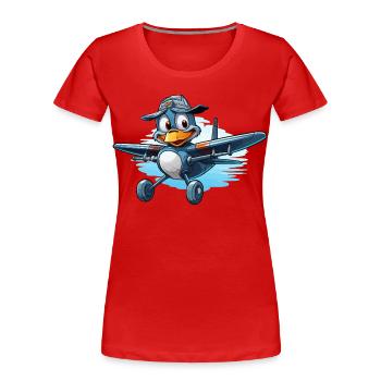 Penguin Pilot in Airplane - Women's Premium Organic T-Shirt - red - Front - Mia (176cm)