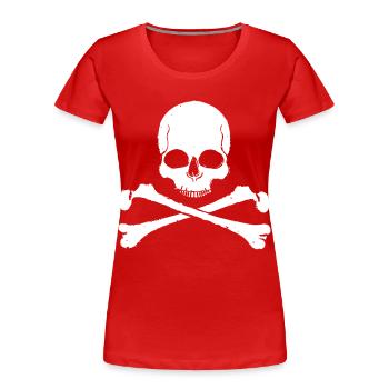 Crâne à motif croisé de crâne - T-shirt bio Premium Femme - rouge - Devant - Mia (176cm)