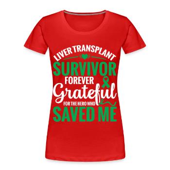 Transplantation hépatique Don d’organes - T-shirt bio Premium Femme - rouge - Devant - Mia (176cm)