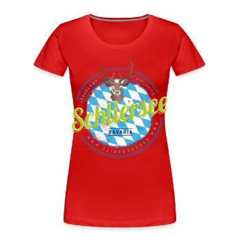 Schliersee Bayern Deutschland Hirsch Souvenir - Frauen Premium Bio T-Shirt - Rot - Vorne - Mia (176cm)