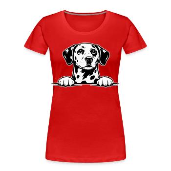 Dalmatiner mit Pfoten - Frauen Premium Bio T-Shirt - Rot - Vorne - Mia (176cm)