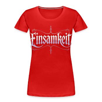 T-shirt en lettres gothiques – Solitude Dark Style - T-shirt bio Premium Femme - rouge - Devant - Mia (176cm)