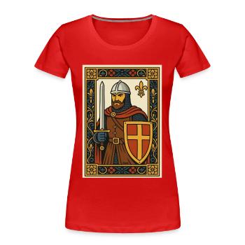 Emblème de tuile de chevalier médiéval - T-shirt bio Premium Femme - rouge - Devant - Mia (176cm)