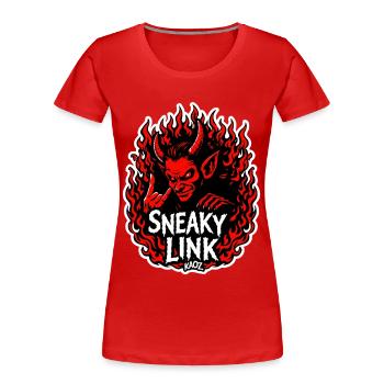 Infernalischer Hinterhältiger Link - Frauen Premium Bio T-Shirt - Rot - Vorne - Mia (176cm)