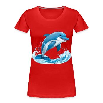Illustration de l’hydroélectricité Dolphin - T-shirt bio Premium Femme - rouge - Devant - Mia (176cm)