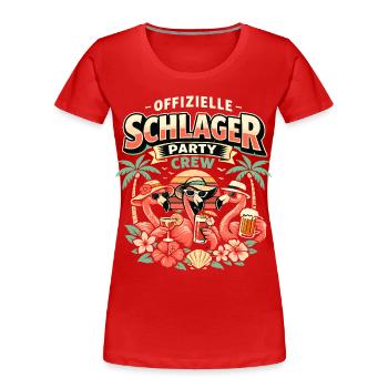 Schlager Party Crew Flamingo Offiziell - Frauen Premium Bio T-Shirt - Rot - Vorne - Mia (176cm)
