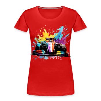 Rennwagen-Geschwindigkeit Bunte Splash-Art-Rennfahrer - Frauen Premium Bio T-Shirt - Rot - Vorne - Mia (176cm)
