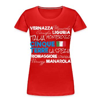 Cinque Terre La Spezia Italien Ligurien Souvenir - Frauen Premium Bio T-Shirt - Rot - Vorne - Mia (176cm)