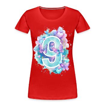 9th Birthday Butterflies Pastel Girl Nine - Women's Premium Organic T-Shirt - red - Front - Mia (176cm)