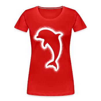 Dauphin Dauphin Enfants Hommes Garçons Dauphin à gros nez - T-shirt bio Premium Femme - rouge - Devant - Mia (176cm)
