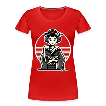Geisha in Red Circle Illustration - Women's Premium Organic T-Shirt - red - Front - Mia (176cm)