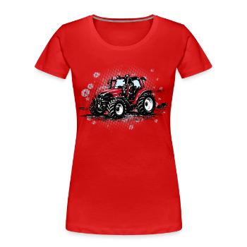 Roter Traktor – Vintage Halftone Trekker - Frauen Premium Bio T-Shirt - Rot - Vorne - Mia (176cm)
