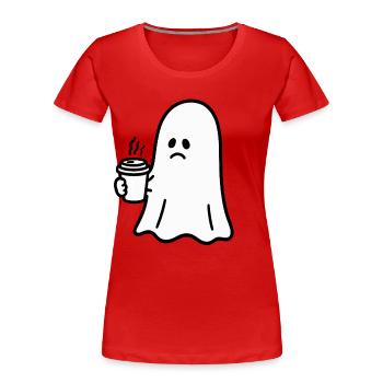 Geist Kaffee Halloween Süßes oder Saures - Frauen Premium Bio T-Shirt - Rot - Vorne - Mia (176cm)