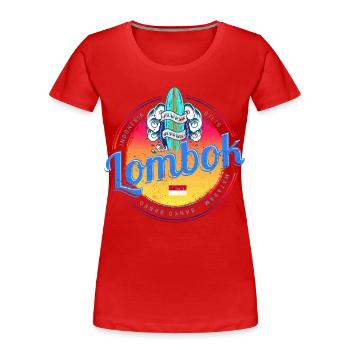 Lombok Sunset Retro Surfboard Indonesia - T-shirt bio Premium Femme - rouge - Devant - Mia (176cm)