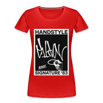 Handstyle Graffiti Signature '83 - Frauen Premium Bio T-Shirt - Rot - Vorne - Mia (176cm)