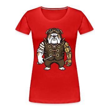 Steampunk Wächterhund Königlicher Mechanischer Arm - Frauen Premium Bio T-Shirt - Rot - Vorne - Mia (176cm)