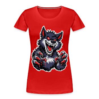 Werwolf mit roten Krallen - Frauen Premium Bio T-Shirt - Rot - Vorne - Mia (176cm)