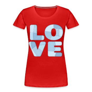 Patchwork Blue Love Motif for Kids & Babies - Women's Premium Organic T-Shirt - red - Front - Mia (176cm)