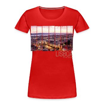 Lissabon Portugal Sonnenuntergang Skyline Souvenir - Frauen Premium Bio T-Shirt - Rot - Vorne - Mia (176cm)