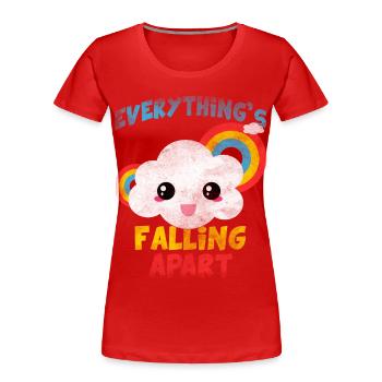 tout s’effondre Nuvoletta Arcobaleno - T-shirt bio Premium Femme - rouge - Devant - Mia (176cm)