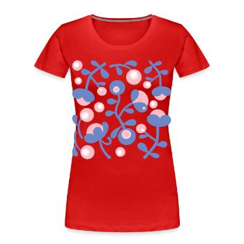 Pivoines abstraites L Rose Blue White - T-shirt bio Premium Femme - rouge - Devant - Mia (176cm)