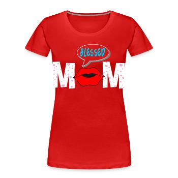 T-shirt esthétique Proud Mom Lips - T-shirt bio Premium Femme - rouge - Devant - Mia (176cm)