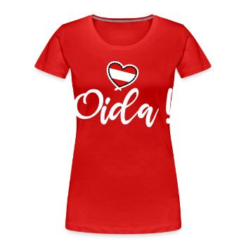 Oida! Österreich Herz I love Austria Dialekt Munda - Frauen Premium Bio T-Shirt - Rot - Vorne - Mia (176cm)