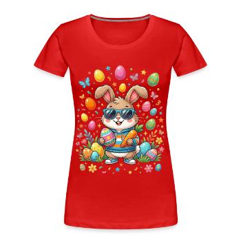 Osterhase Junge Sonnenbrille - Frauen Premium Bio T-Shirt - Rot - Vorne - Mia (176cm)