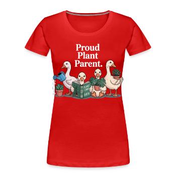 Plant Lover Cute Planting Ducks T-Shir - Women's Premium Organic T-Shirt - red - Front - Mia (176cm)