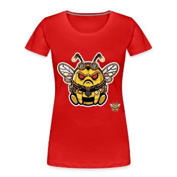Bionic Edgy Steampunk Cyborg Bee - Women's Premium Organic T-Shirt - red - Front - Mia (176cm)