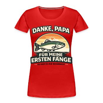 Thank you, dad for my first catches retro - Women's Premium Organic T-Shirt - red - Front - Mia (176cm)