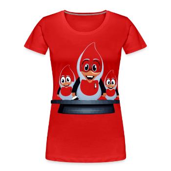 Penguin Family Trio Cartoon - Women's Premium Organic T-Shirt - red - Front - Mia (176cm)