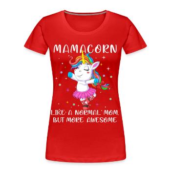 Mamacorn Dancing Unicorn Mom Shirt - Frauen Premium Bio T-Shirt - Rot - Vorne - Mia (176cm)