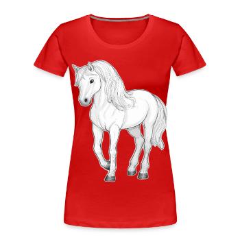 Weißes Pferd - Frauen Premium Bio T-Shirt - Rot - Vorne - Mia (176cm)