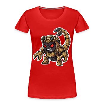 Skorpion Bionic Steampunk Krieger Messingnieten - Frauen Premium Bio T-Shirt - Rot - Vorne - Mia (176cm)