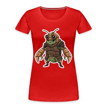 Steampunk-Krieger, gepanzerte Gottesanbeterin - Frauen Premium Bio T-Shirt - Rot - Vorne - Mia (176cm)