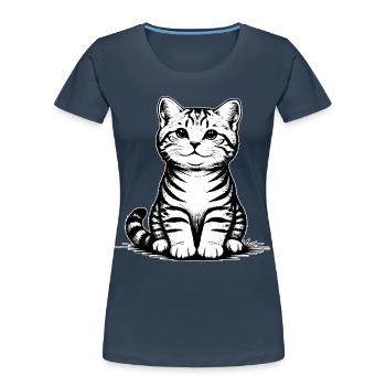 Katzenbaby_sitzend_schwarzweiss - Frauen Premium Bio T-Shirt - Navy - Vorne - Mia (176cm)