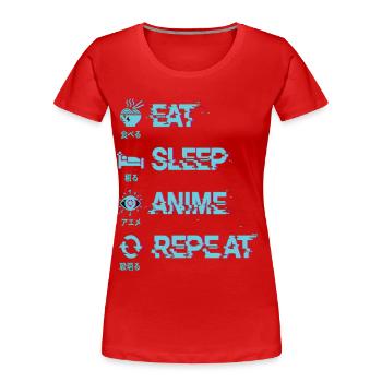 Eat Sleep Anime Repeat - Frauen Premium Bio T-Shirt - Rot - Vorne - Mia (176cm)